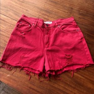 High Wasted Cutoff Red Shorts